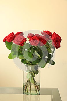 Valentine`s bouquet in a glass vase