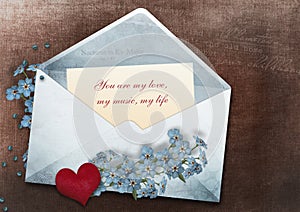 Valentine's card with a declaration of love in vintage style