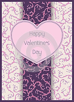 Valentine`s card with an elegant pattern.