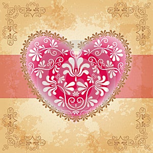 Valentine`s card with heart.