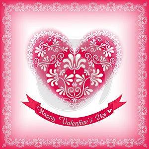 Valentine`s card with heart.