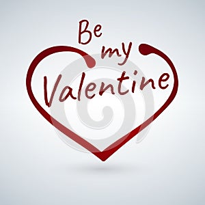 Valentine s card with heart sign and be my Valentine phrase photo