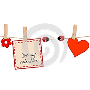 Valentine`s card with ladybugs