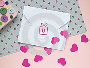 Valentine`s card - love letter with decor