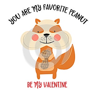 Valentine`s card with squirrel and funny message