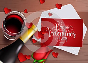 Valentine`s date vector background design. Happy valentine`s day text in greeting card with romantic dating elements.
