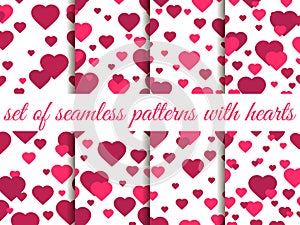 Valentine`s day. 14 February. Seamless pattern set with hearts. Festive background for greeting card, banner and poster