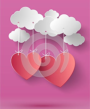 Valentine's day abstract background with cut paper heart.