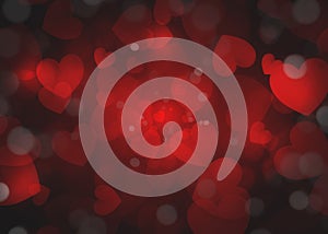 Valentine`s day abstract background with many red hearts