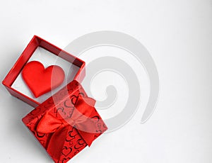 Valentine `s Day, All Lovers `Day, I love you and , Red box with red can with red heart on white background