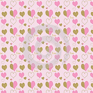 Valentine`s day backdrop, pink heart clipart, gold clipart, Valentine`s day cards, Digital Cards, printable paper, chic paper, 
