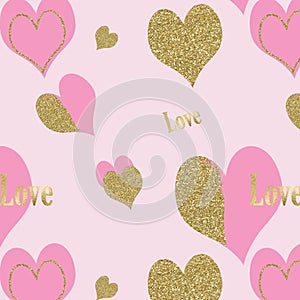 Valentine`s day backdrop, pink heart clipart, gold clipart, Valentine`s day cards, Digital Cards, printable paper, chic paper,