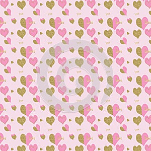 Valentine`s day backdrop, pink heart clipart, gold clipart, Valentine`s day cards, Digital Cards, printable paper, chic paper,