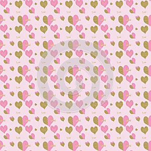 Valentine`s day backdrop, pink heart clipart, gold clipart, Valentine`s day cards, Digital Cards, printable paper, chic paper, 