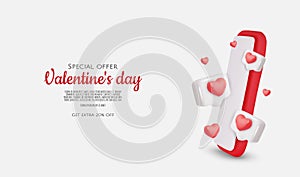 Valentine's day background. 3D valentine illustration with hearts, bubble chat, and smartphone.