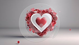 Valentine\'s day background, big heart shaped with little hearts, AI generated