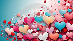 Valentine\'s day background with colorful heart, generated by AI