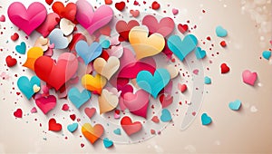 Valentine\'s day background with colorful heart, generated by AI