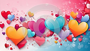 Valentine\'s day background with colorful heart, generated by AI