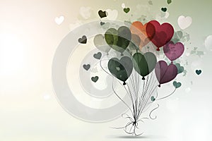 Valentine\'s day background with colorful heart shaped balloons. photo