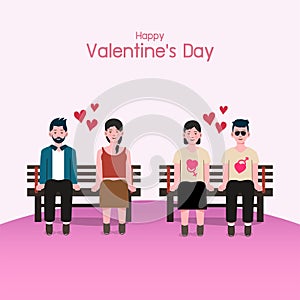 Valentine`s day background, couples in love Happy