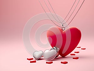 Valentine\'s Day background featuring two entwined hearts, radiating love and togetherness.