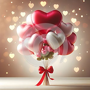 Valentine\'s day background with heart shaped balloons