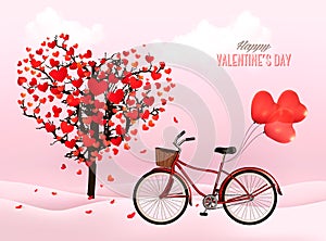 Valentine's Day background with a heart shaped tree