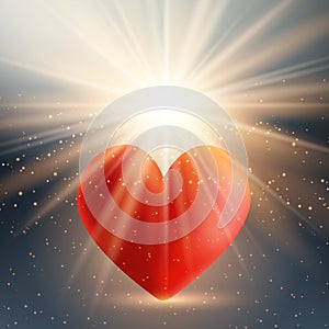 Valentine`s day heart on starburst background