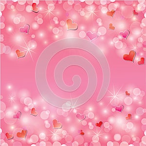 Valentine's day background with hearts and lights