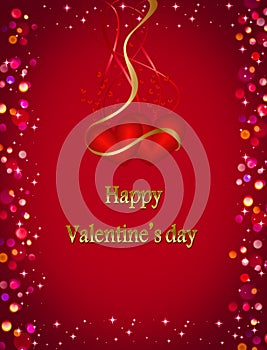 Valentine`s day background with hearts and red roses for design