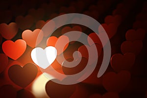Valentine`s day background. Love concept. One glowing heart in a