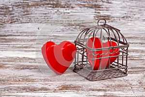 Valentine's day background with one heart in cage