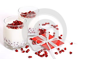 Valentine`s Day background with panacotta.