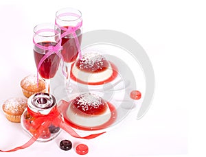 Valentine`s Day background with panacotta.