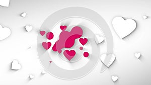 ValentineÂ´s day background. Pink fluid heart shapes revealing animation