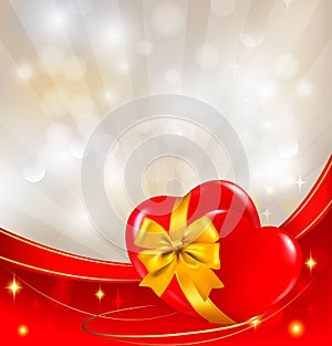 Valentine`s day background. Two red hearts with a