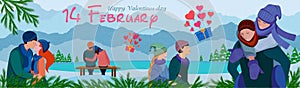 Valentine`s Day banner. The atmosphere of romance and love.