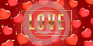 Valentine\'s Day banner Background Design. Template for advertising, web, social media and fashion ads. Horizontal poster, flyer,