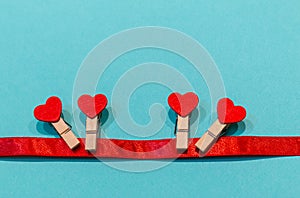 Valentine`s day banner background with heart shapes