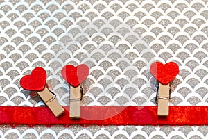 Valentine`s day banner background with heart shapes