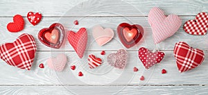 Valentine`s day banner background with heart shapes and candles