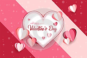 Valentine`s Day. Beautiful background and wallpaper with cutting paper effect. Card gift, element poster, invitatioan. Vector Illu