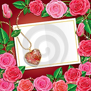 Valentine`s Day With Beautiful Roses and Necklet.