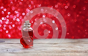 Valentine`s day, bottle of love elixir