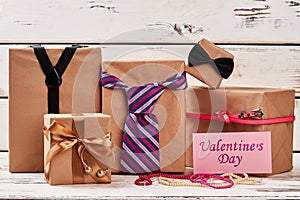 Valentine`s Day card and accessories.