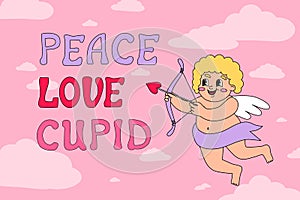 Valentine's day card with groovy cupid