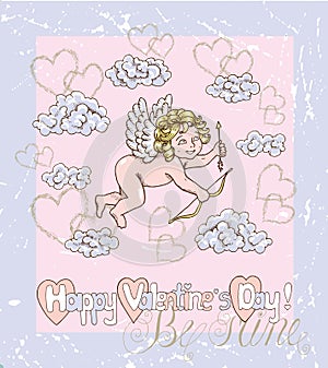 Valentine's Day card with hand drawn Cupid