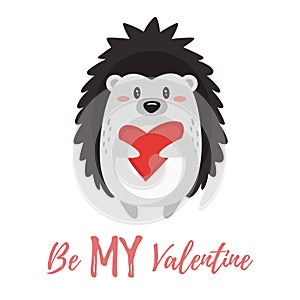 Valentine`s day card with hedgehog photo