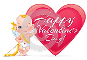 Valentine's day card with little baby Cupid